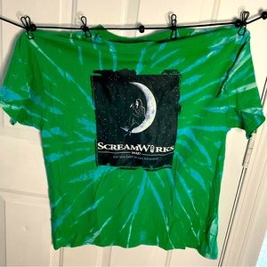 Scream works horror green tie dye tee